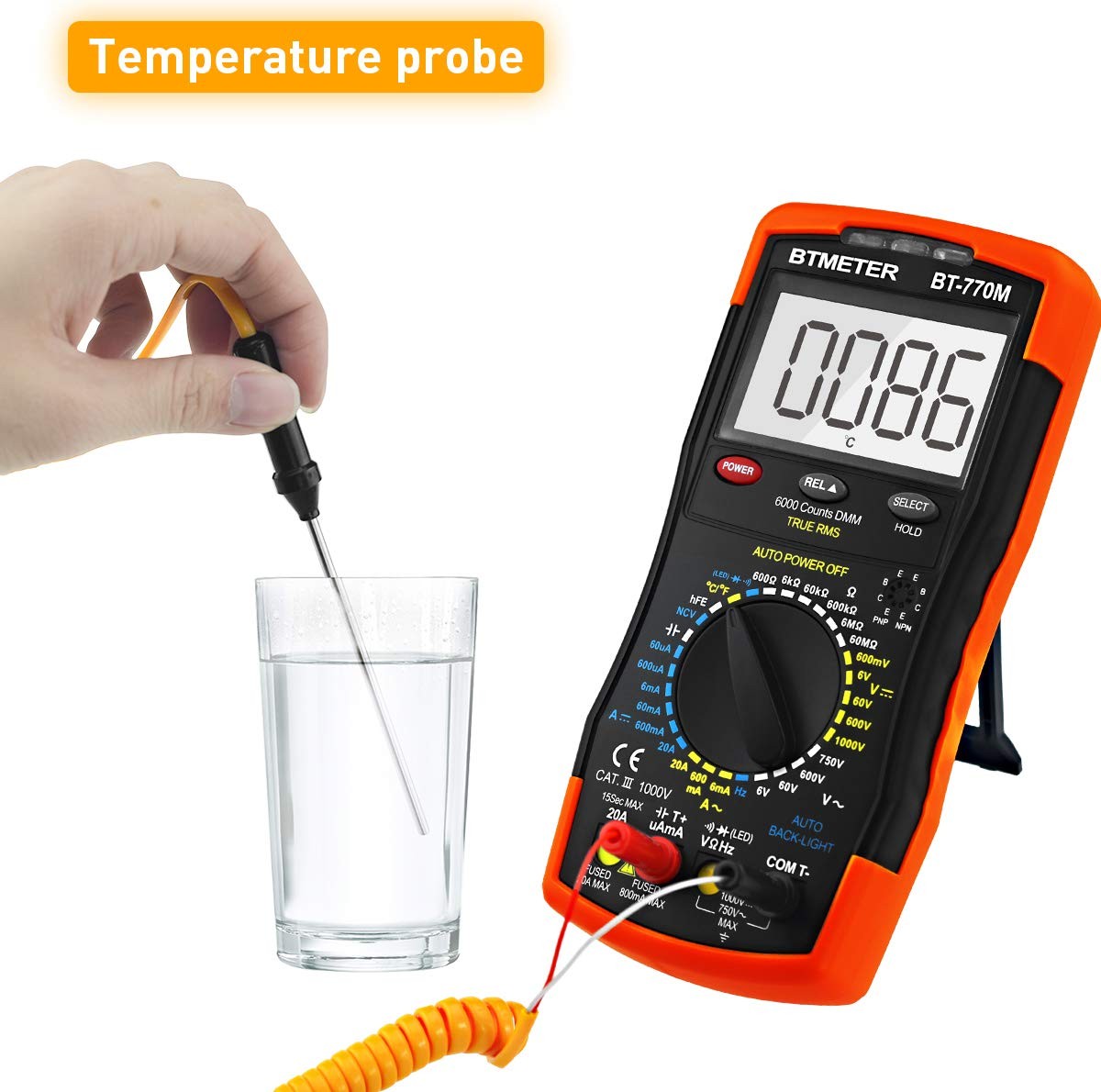 Digital Multimeter TRMS 6000 Count, Medium, AC/DC 20A & Mechanical Block 770M