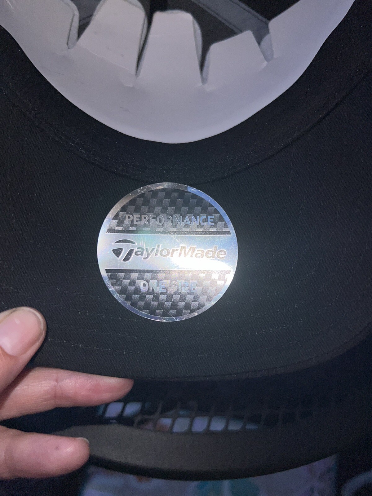 Taylormade White Letters on Black Hat Cap Hook Loop Taylormade Performance Lt wt