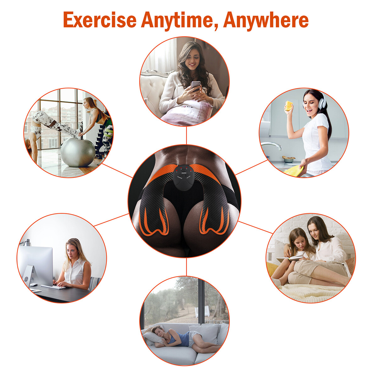 Electric Hip Trainer Butt Muscle Stimulator USB Rechargeable Butt Lifting 6 Mode