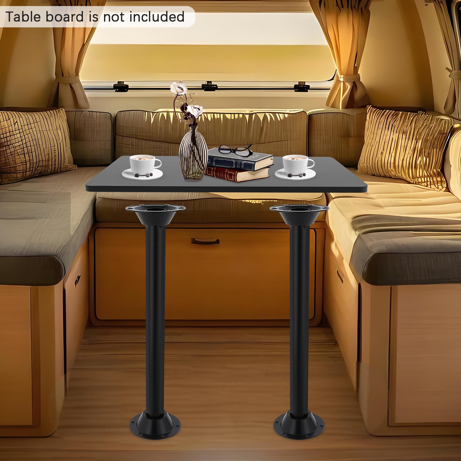2* Compact RV Table Leg Table Leg W/ Pre-drilled Mounting Base Camper Table Leg