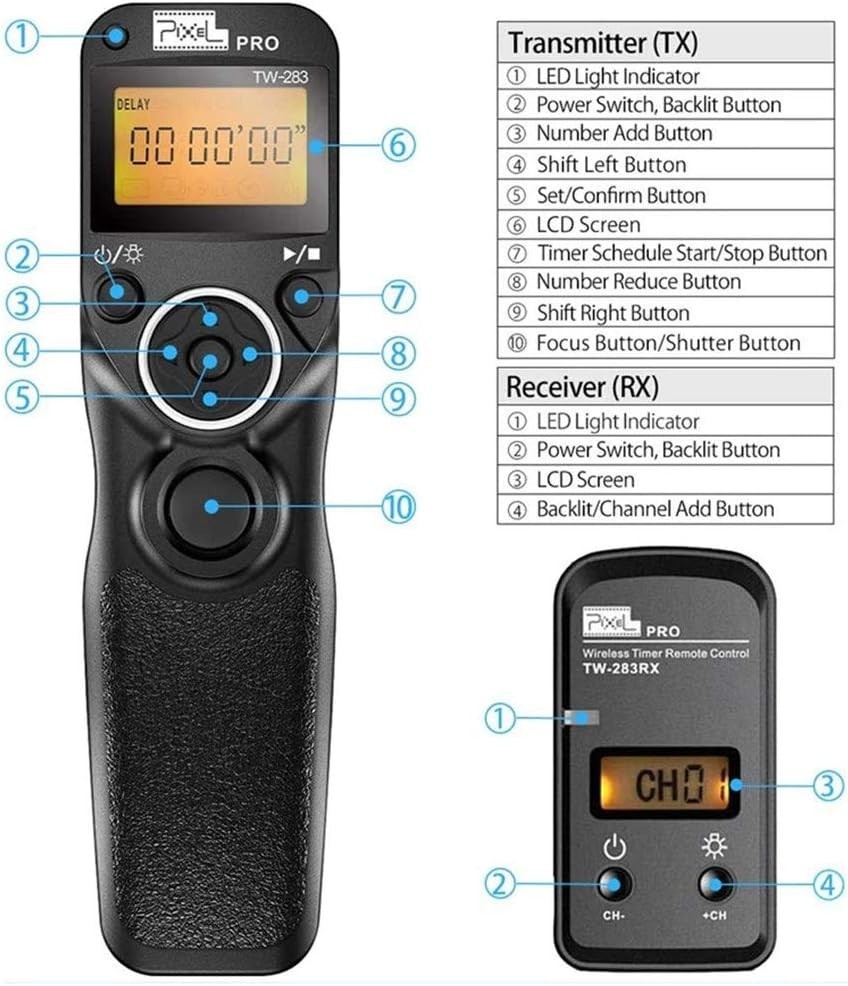 Pixel TW283-E3 Remote Shutter Intervalometer Controller Release Canon Pentax &