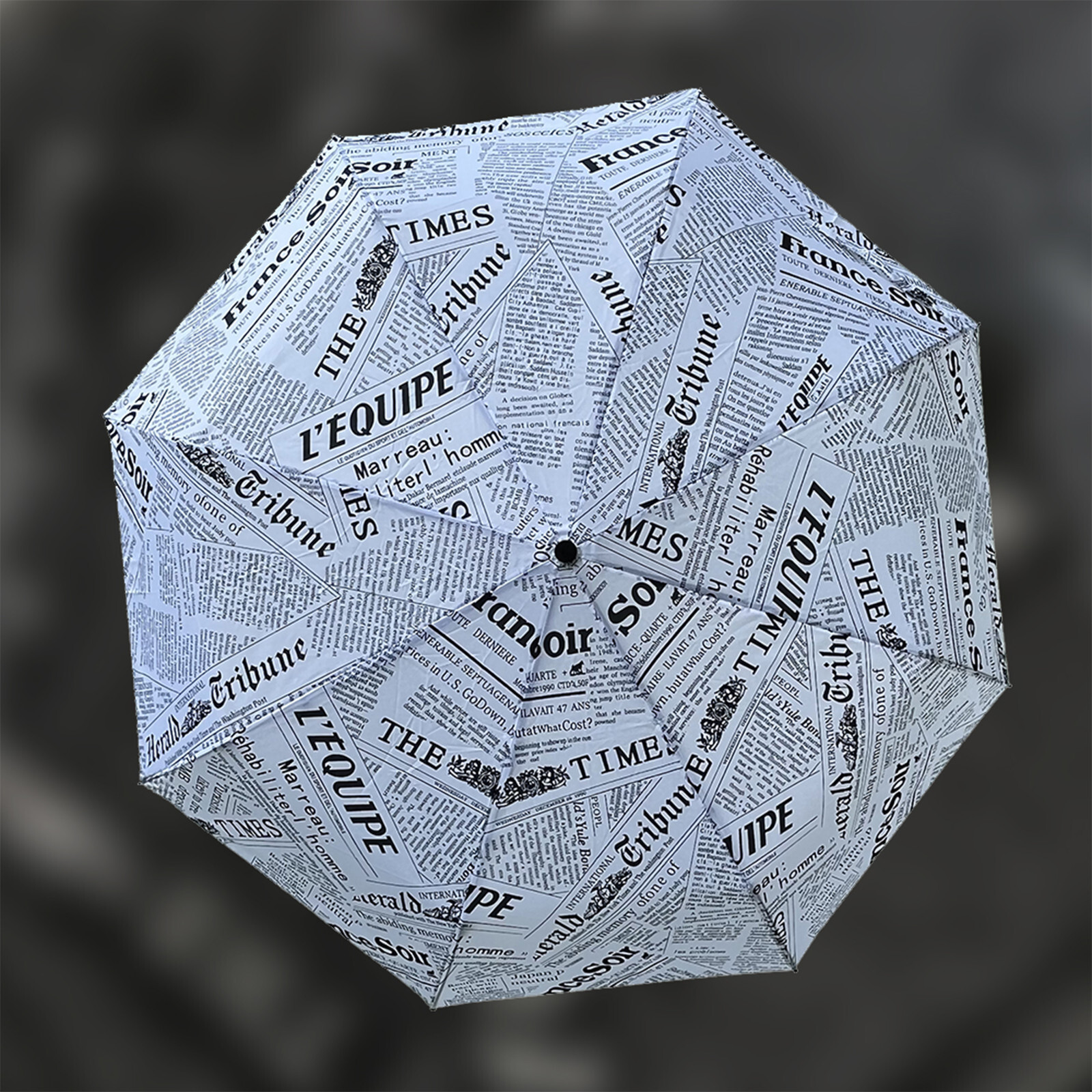 ENAPY Automatic FoldingUmbrella with UV Protection - White Newspaper Pattern