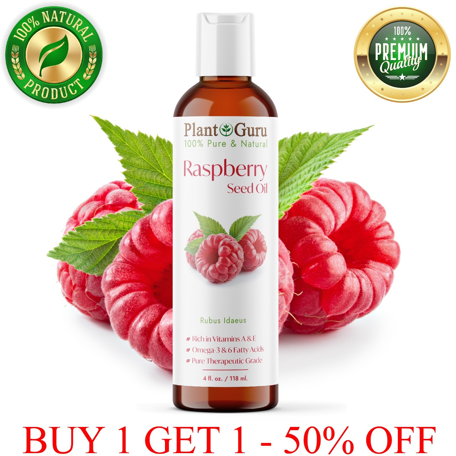 Red Raspberry Seed Oil 4 oz. Cold Pressed 100% Pure Natural Virgin Unrefined