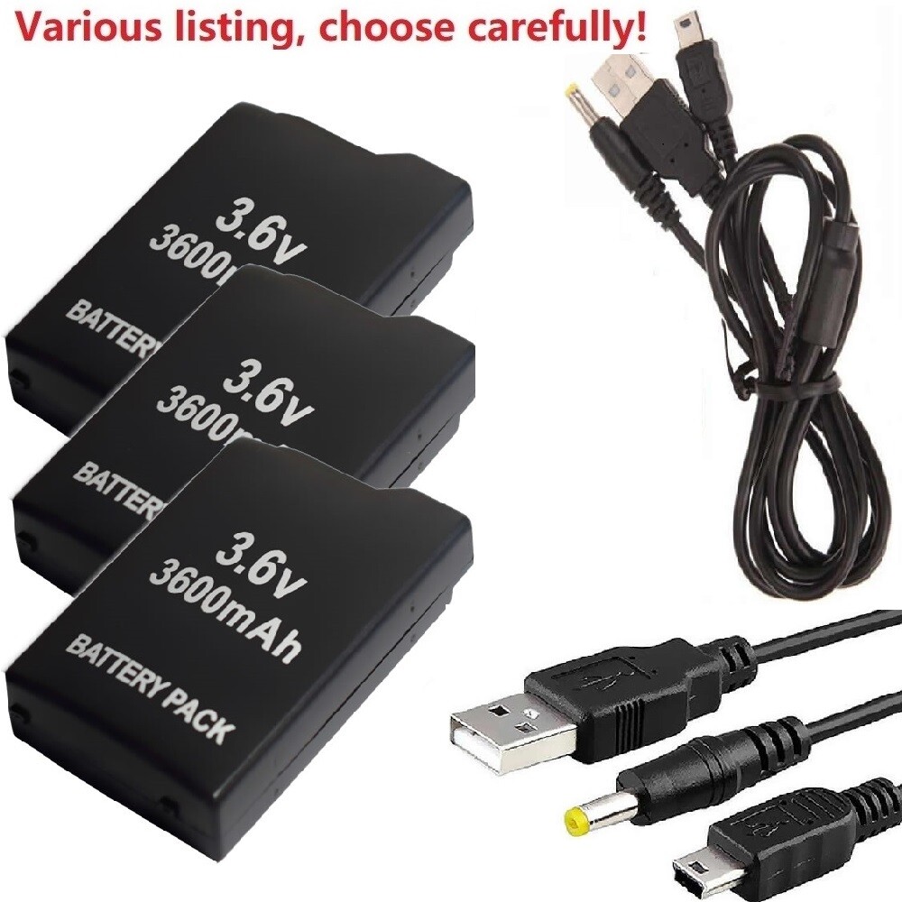 PSP-110 Battery + 2in1 Charge Cable for Sony PSP PSP-1000 1000 1001 FAT PSP 1000