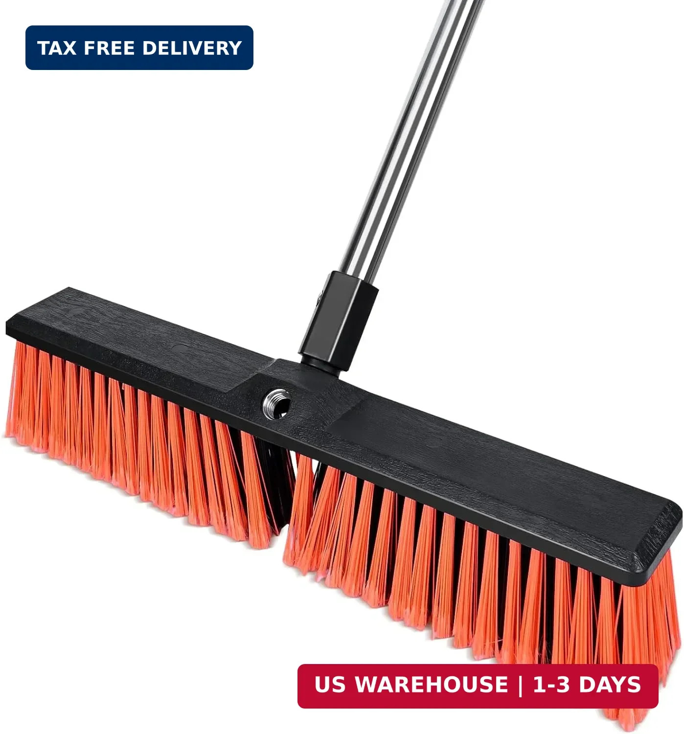 Push Broom, Heavy Duty Outdoor Broom with 55" Long Handle for Cleaning of Patios