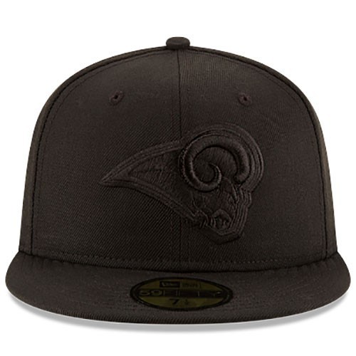 New Era L.A Rams 5950 Fitted Hat NFL League Basic Black on Black Cap