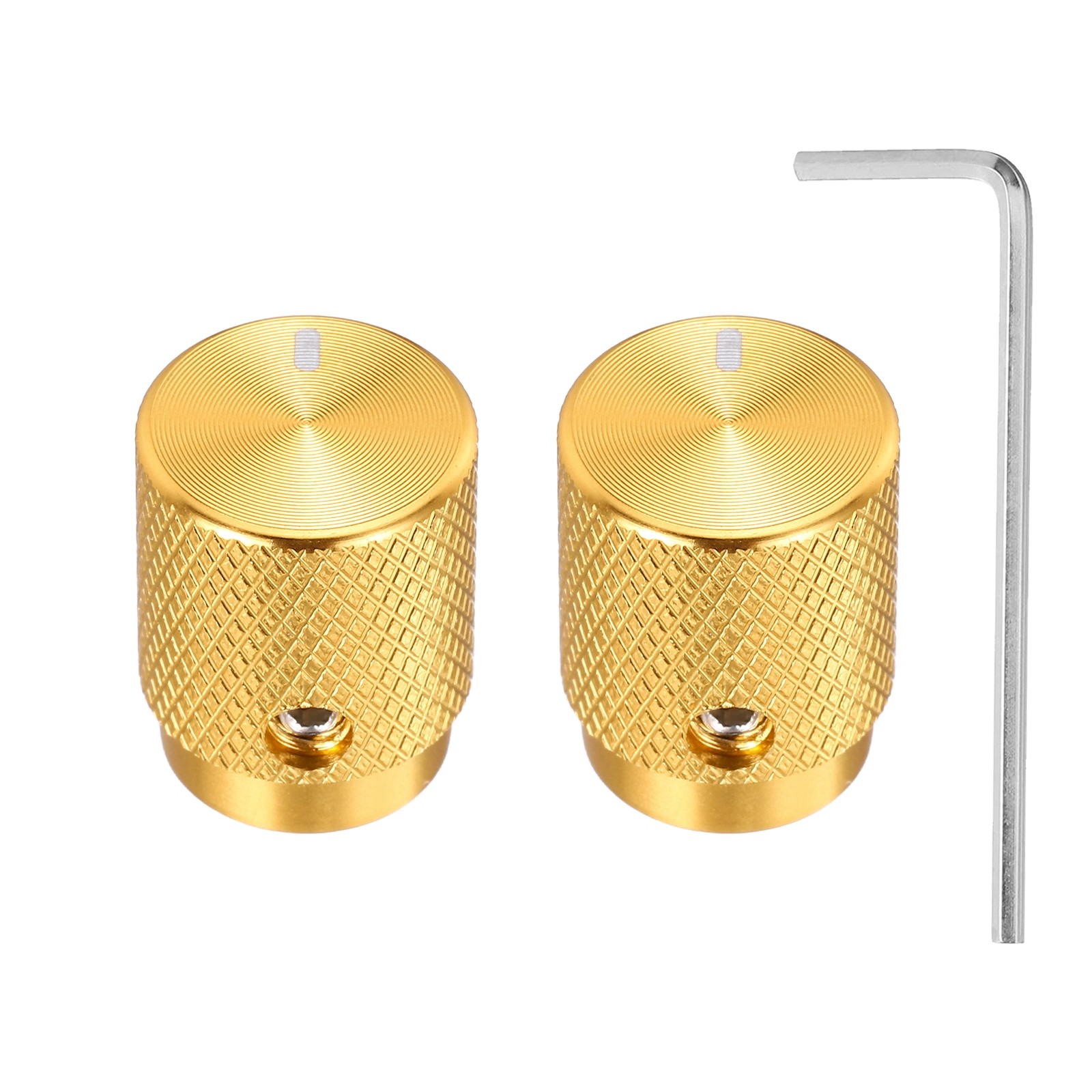 2 Pcs Aluminium Knobs, 6mm IDx12.5mm ODx16mm, Oval Indicator, Gold