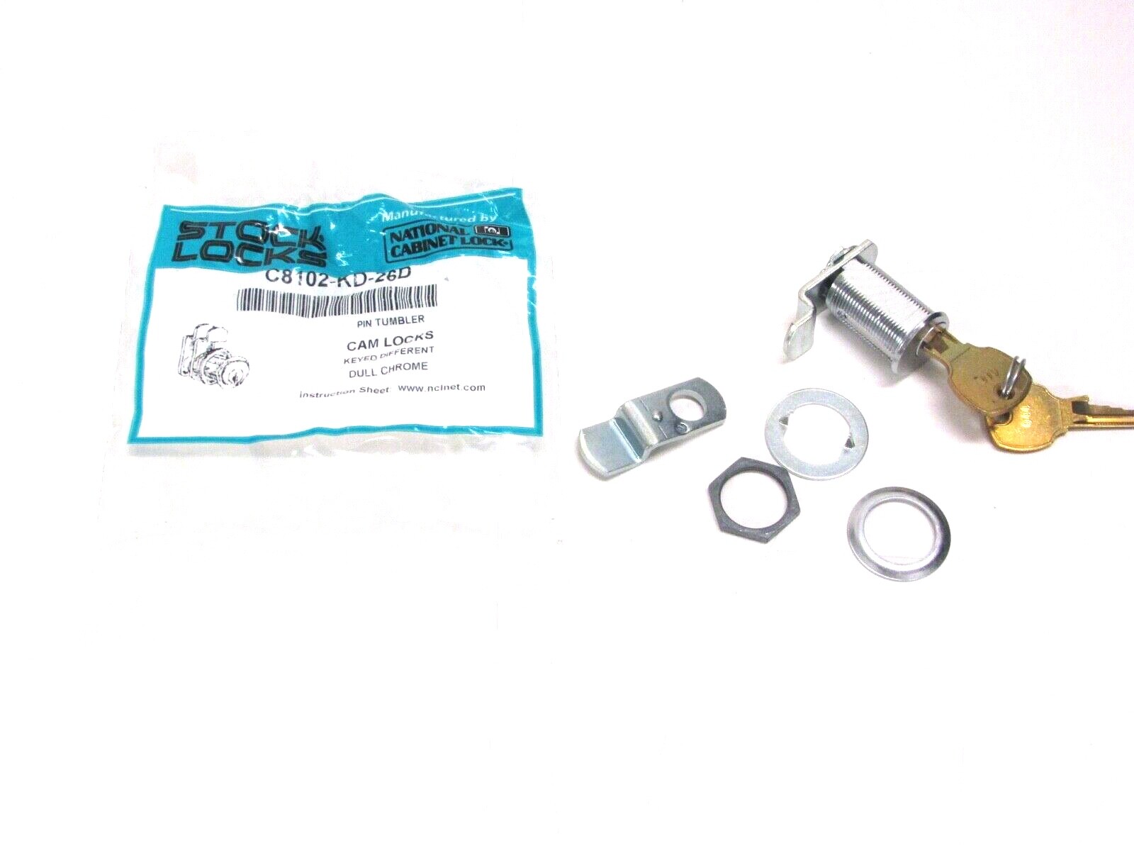 NATIONAL CABINET PIN TUMBLER CAM LOCK, KD, 1-1/16" CYLINDER, CHROME, C8102-26D