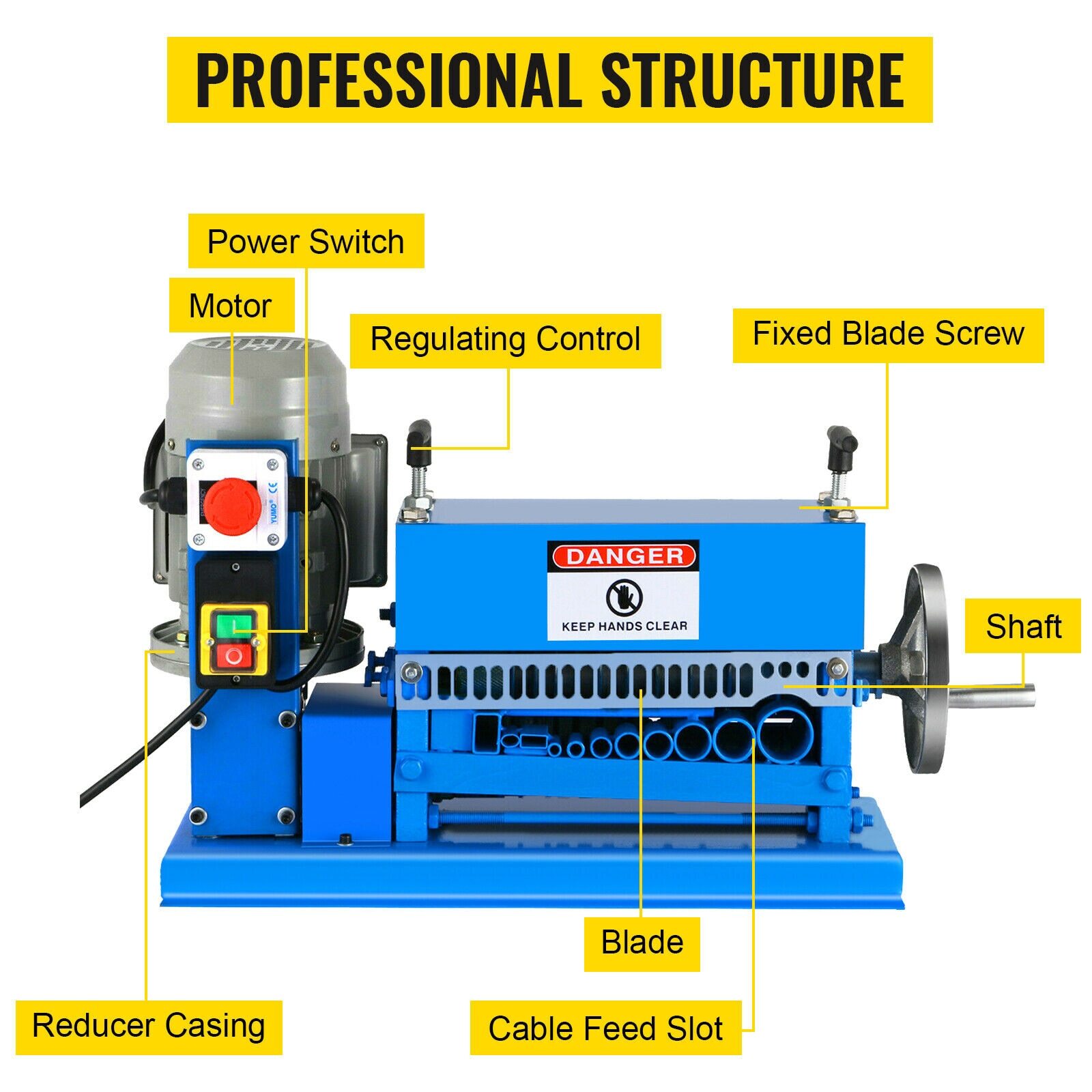 10 Blades Electric Wire Stripping Machine Copper Recycle 1.5~38mm Cable Stripper