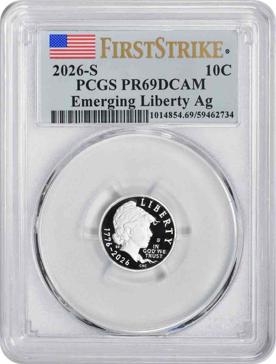 2026-S Emerging Liberty Ag Silver Dime 1776-2026 PR69DCAM First Strike PCGS