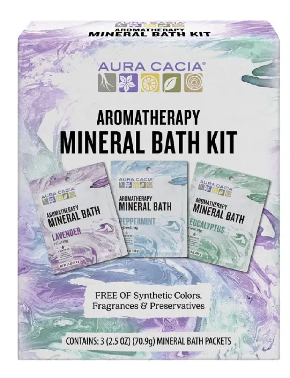 Aura Cacia Aromatherapy Mineral Bath Kit: Lavender, Peppermint, Eucalyptus