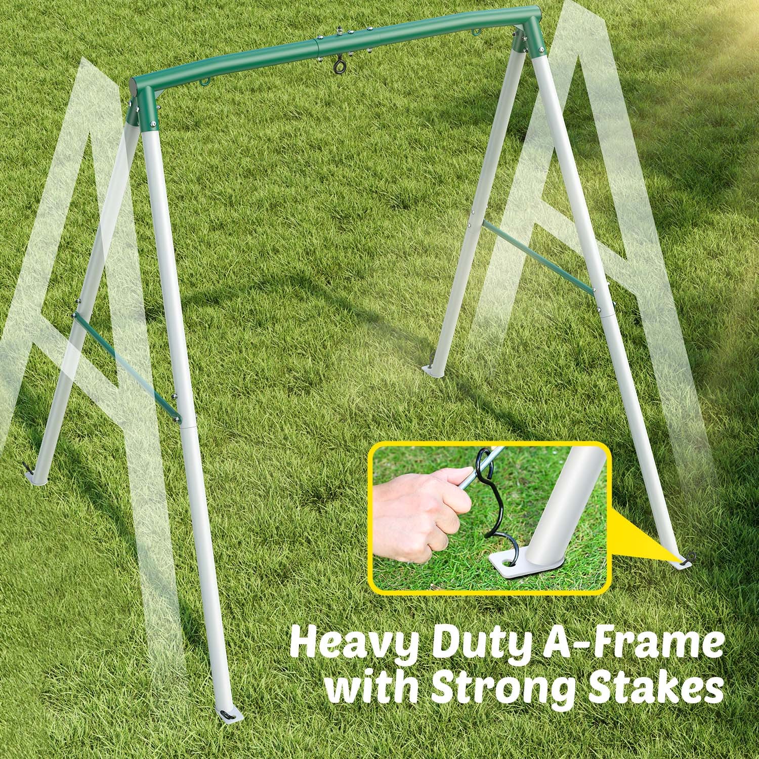 Trekassy Metal Swing Set with 60" Platform Swing Heavy-Duty A-Frame for Backyard