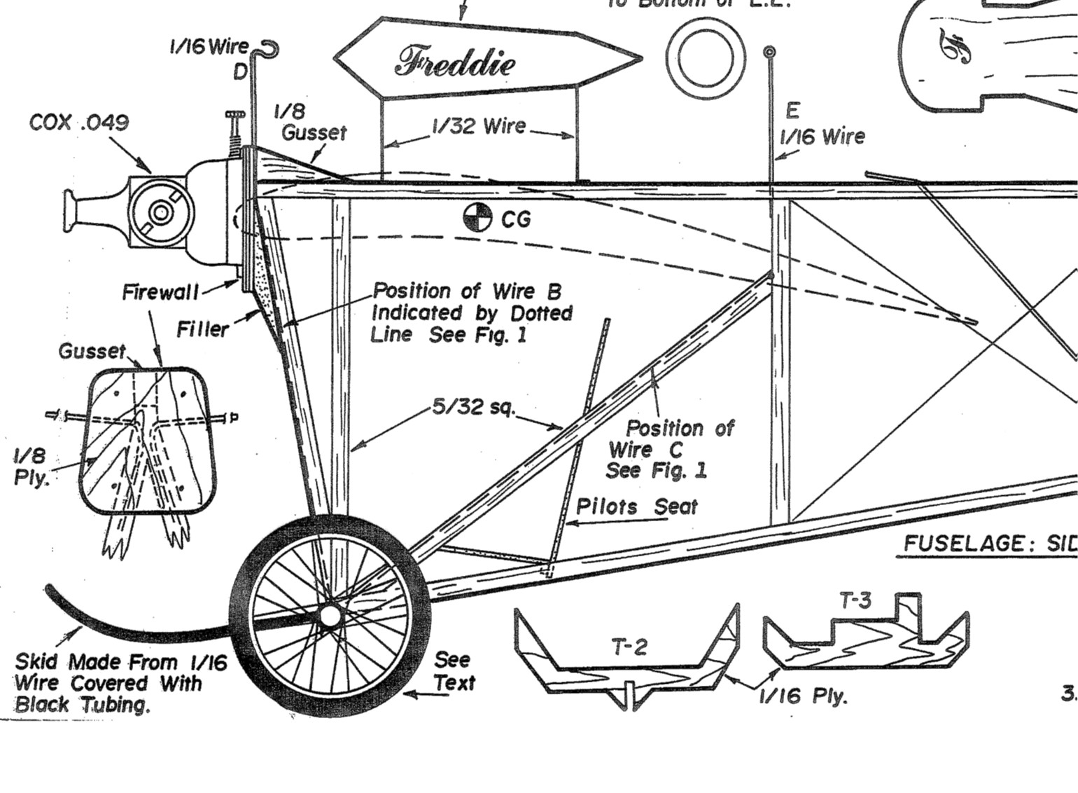 DEMOISELLE PLAN + CONSTRUCTION ARTICLE & Scale Data for 1/2A FF Model Airplane