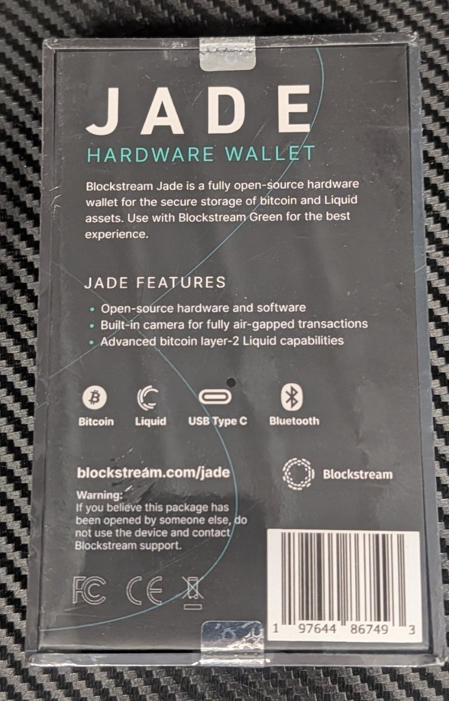 Blockstream JADE Bitcoin Hardware Wallet BTC Crypto - Black