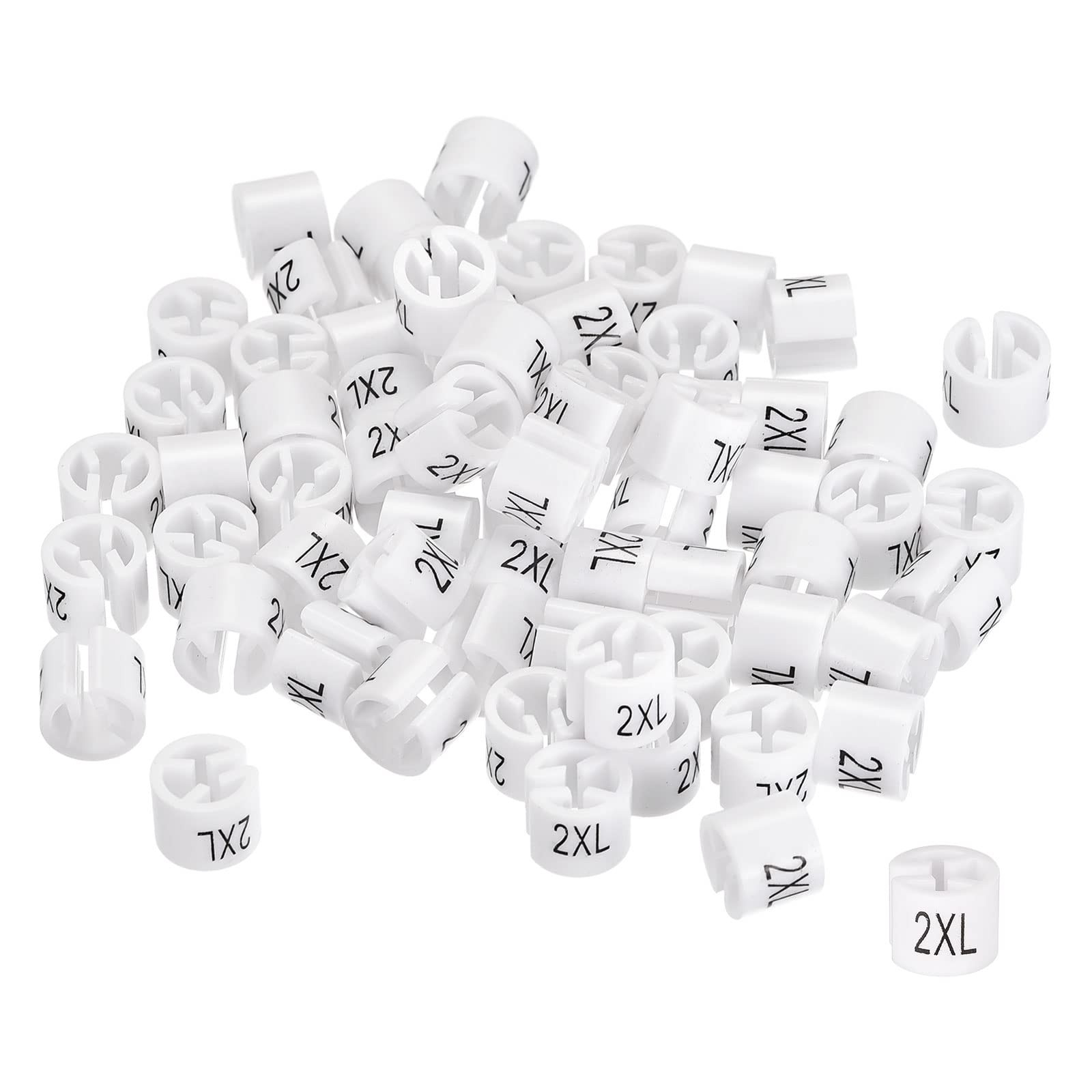 100 PCS White Clothes Hanger Marker 2XL Size Tag Fits 3.5mm Rod Coding