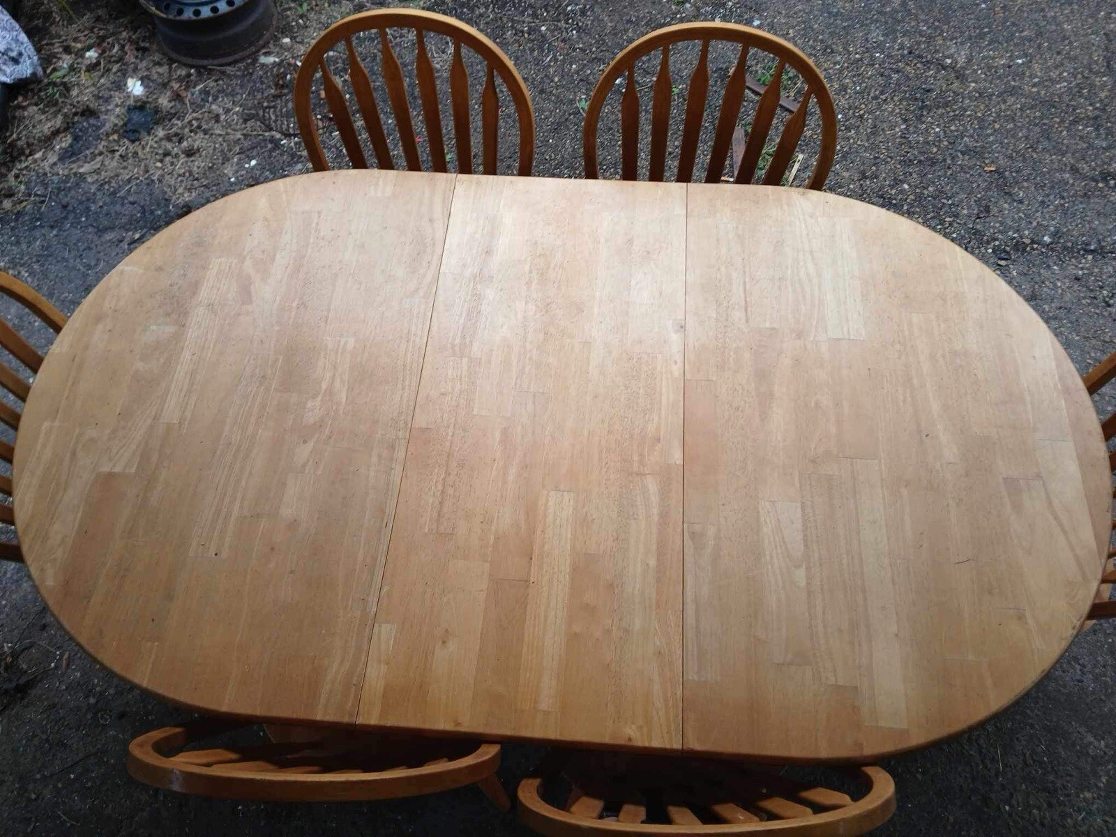 Solid Oak Dining Table With 6 Chairs Set