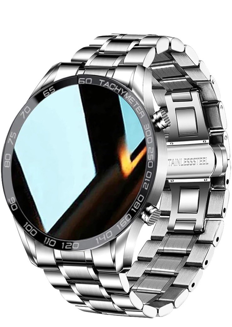 💪FILIEKEU Men Smart Watch for Android iOS Bluetooth Calls VoiceChat L159 Silver