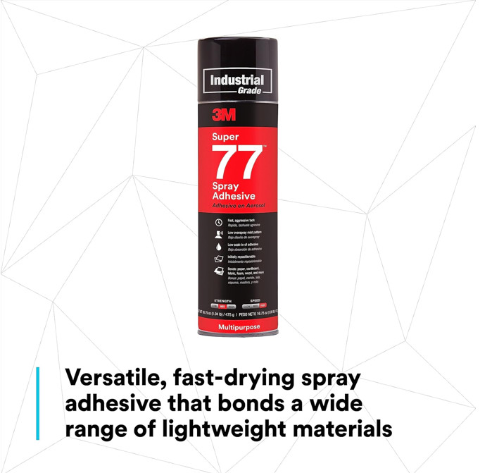 3M Super 77 Multipurpose Permanent Spray Adhesive Glue, Free Shipping, 1 Each