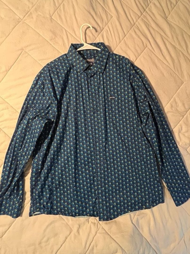 Section 119 x Grateful Dead Blue Dancing Bear Knit Button Down Shirt XXL