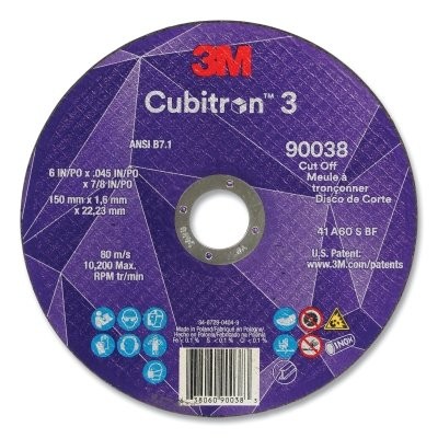 Cubitron™ 3 Cut-Off Wheel, 6 in dia x 0.045 in Thick x 7/8 in Arbor, 60+ Grit,