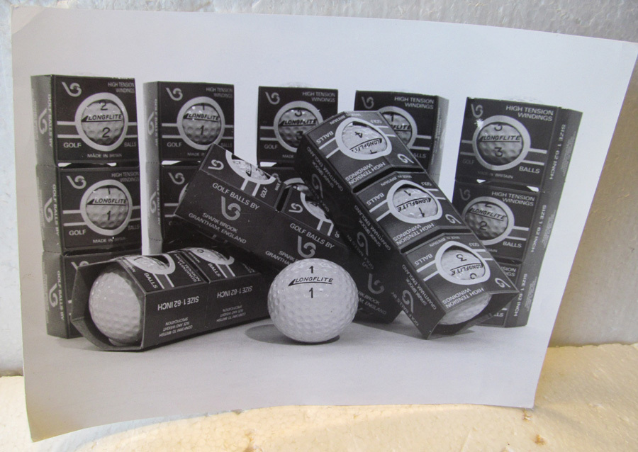 B & W ADVERTISING PHOTO OF SPARK BROOK LONGFLITE 1.62 GOLF BALLS 7" x 9 7/16"