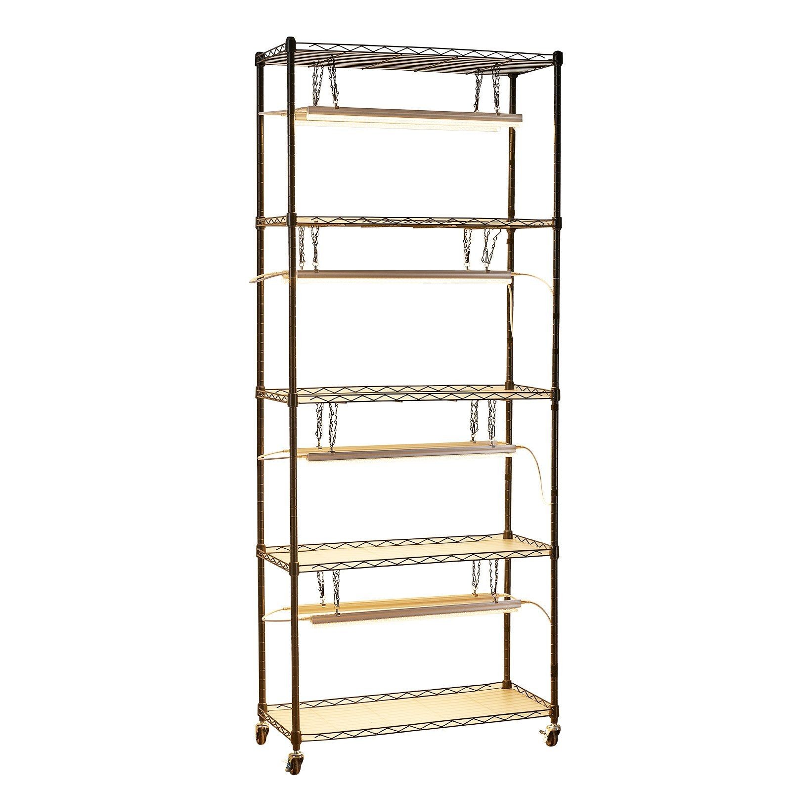 5-Tier 71in Plant Grow Stand with 80W T5 Full Spectrum LEDs and Timer Control