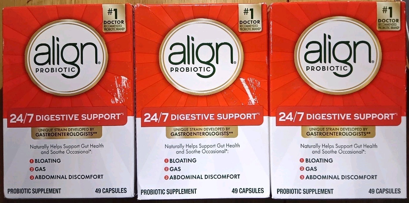 3 P&G ALIGN PROBIOTIC 24/7 DIGESTIVE GAS GUT HEALTH SUPPLEMENT 49 X3 147 CAPSULE