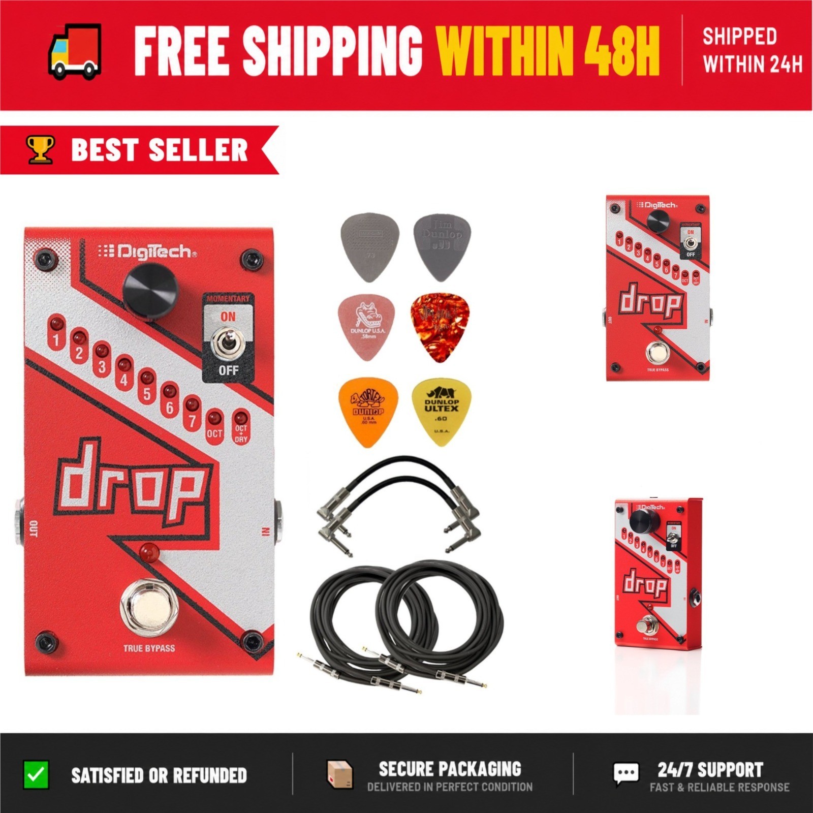 DigiTech DROP Polyphonic Pitch-Shifter Pedal Bundle with Cables & Picks
