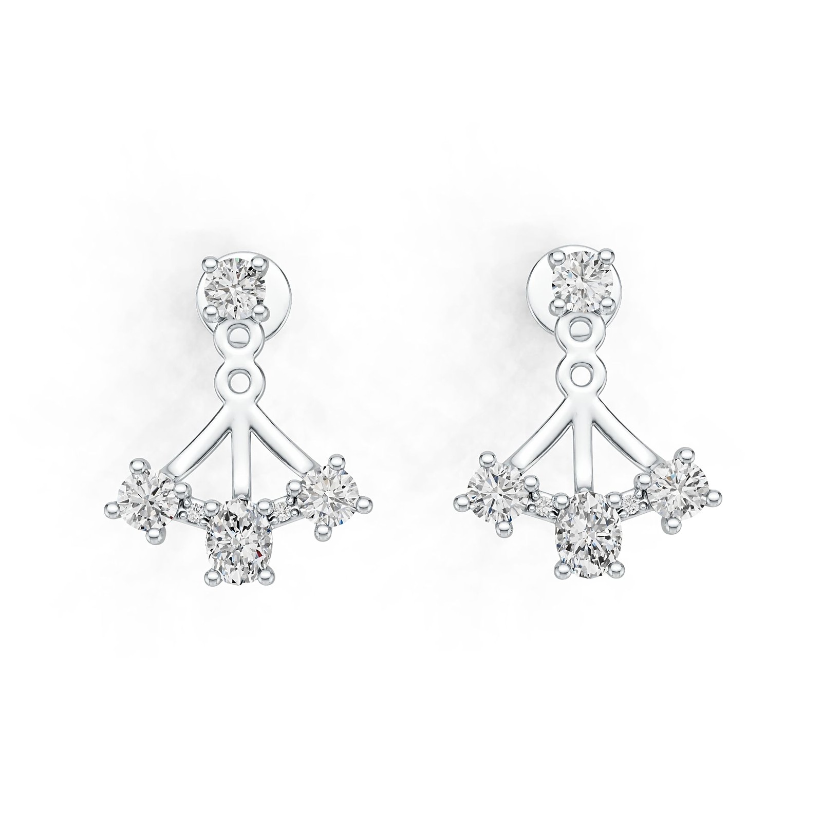 Sterling Silver Ear Jacket Earrings with White Topaz or Moissanite