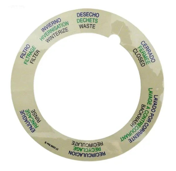 Pentair Tagelus Top Mount Valve Label