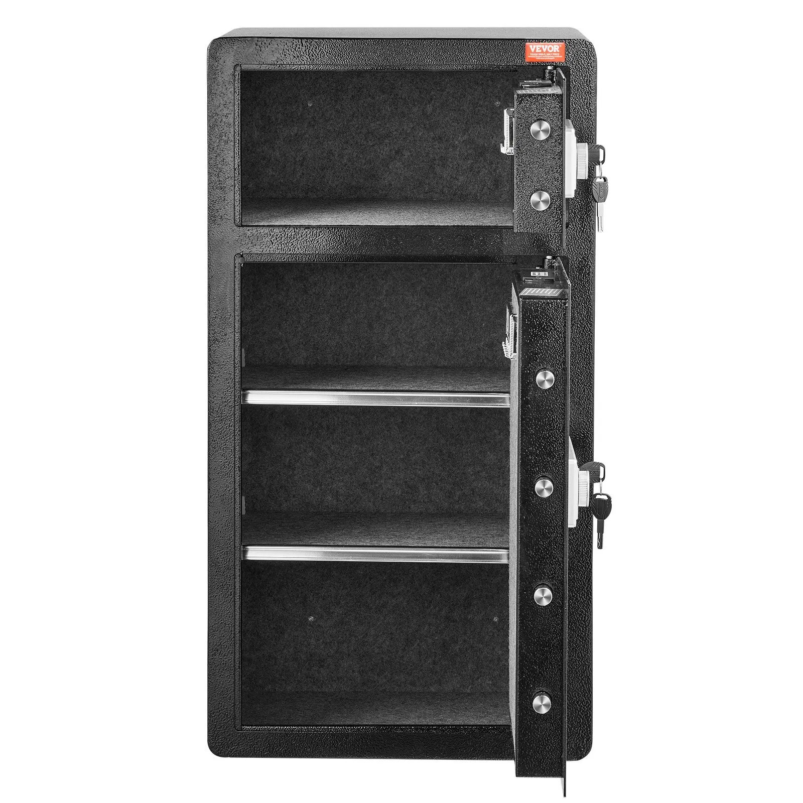 Double Doors 7.2 cu.ft Safe Box with Key Lock & Password, Safe Lock Box with Fi