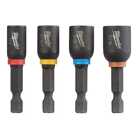 Milwaukee Tool 49-66-4562 Shockwave Magnetic Nut Driver Set, 1 7/8 In L, 4-Piece