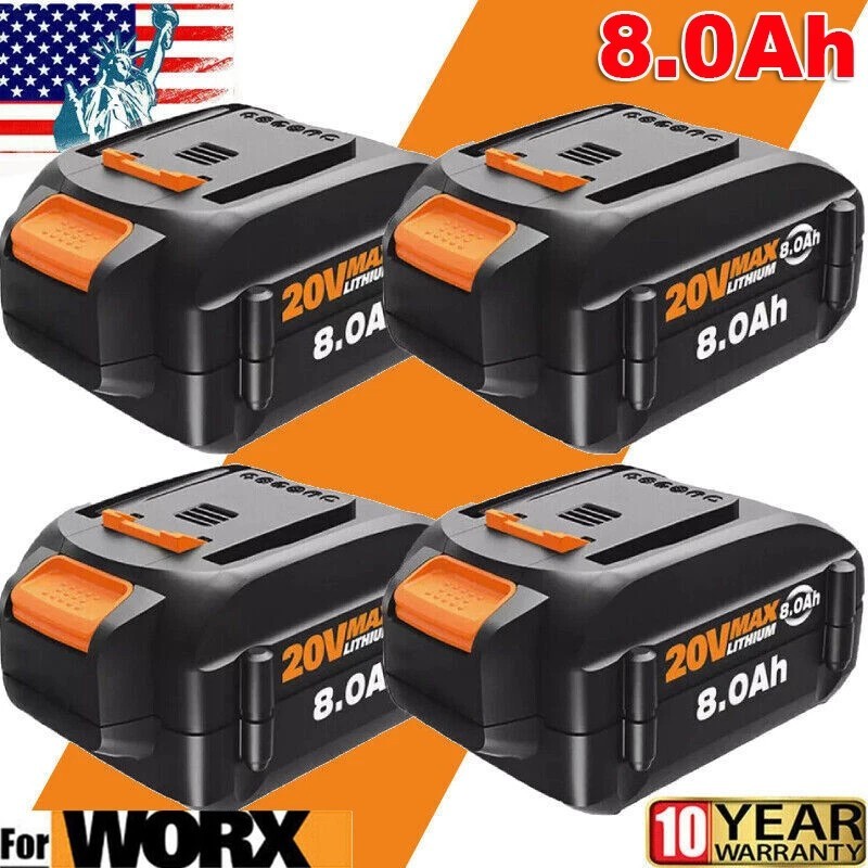 2PACK For Worx 20V PowerShare 8.0AH 20Volt Battery WA3575 WA3520 WA3675 WA3674
