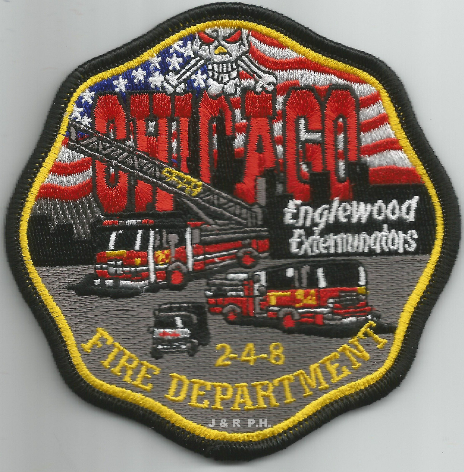 Chicago  Engine-54 / Lad-20  "Englewood Exterminators", IL (4" x 4") fire patch