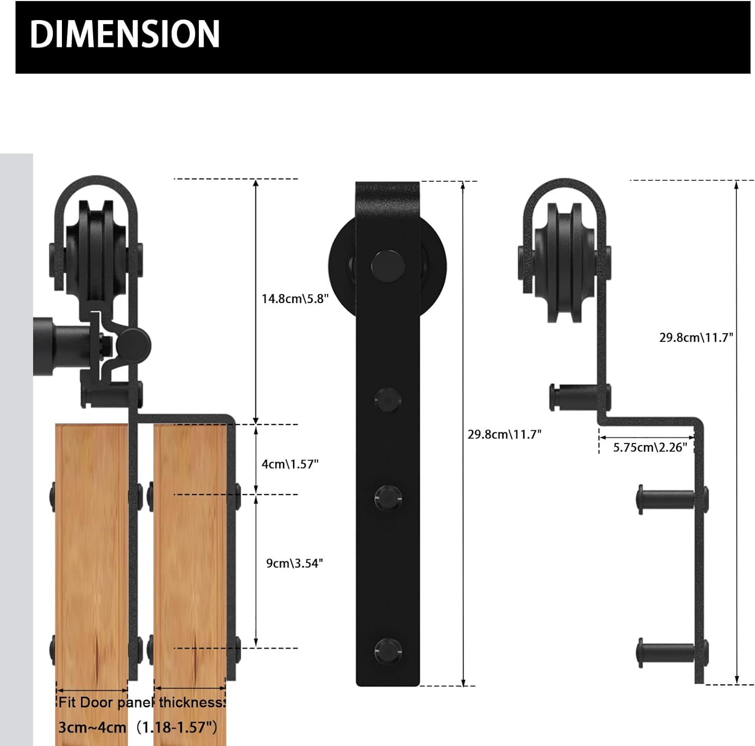 CCJH 5-20FT Bypass Sliding Barn Door Hardware Kit Single Track for Double Doors