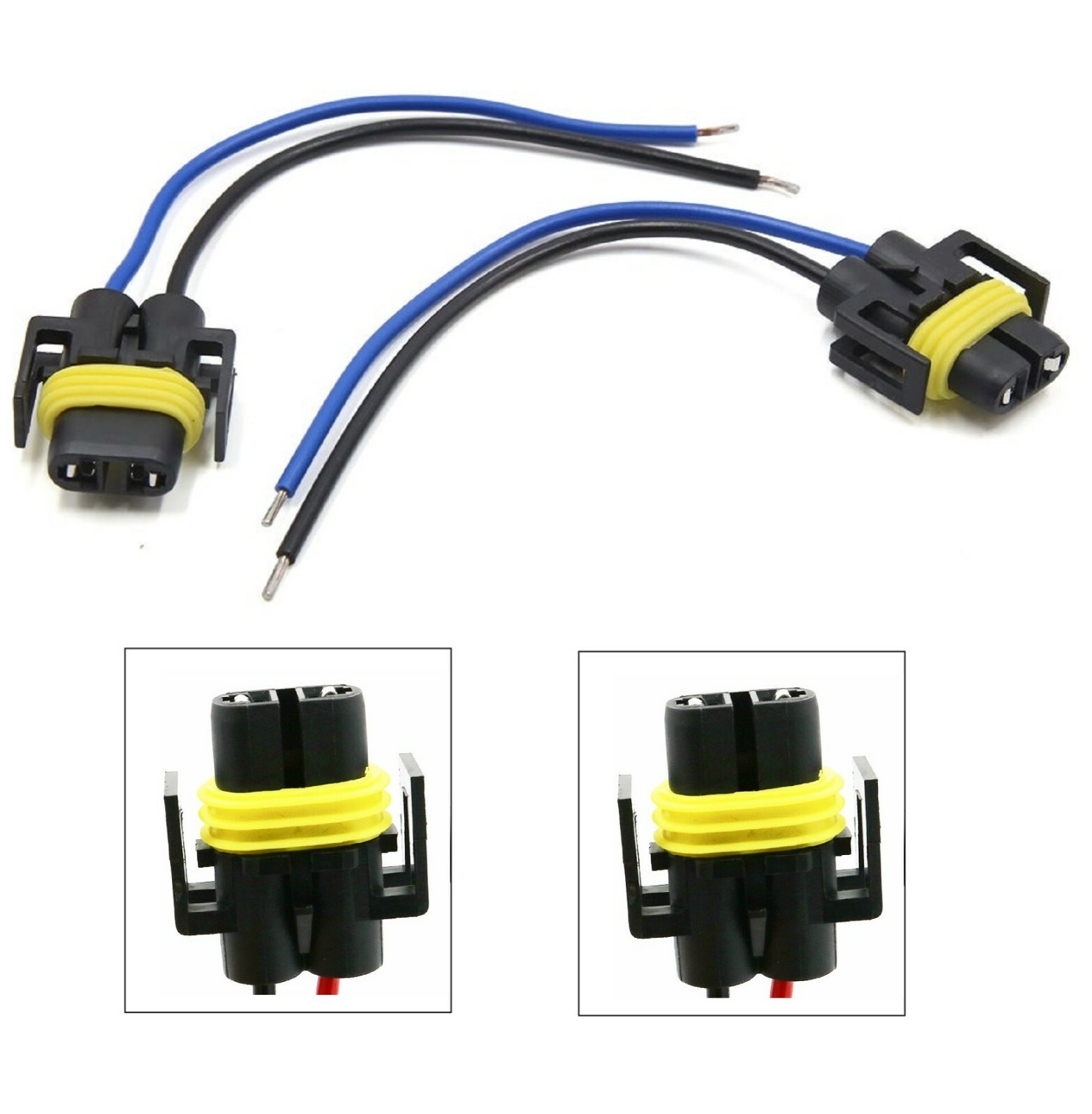Wire Pigtail Female S H11 Two Harness Head Light Low Beam Halogen Bulb Plug Lamp