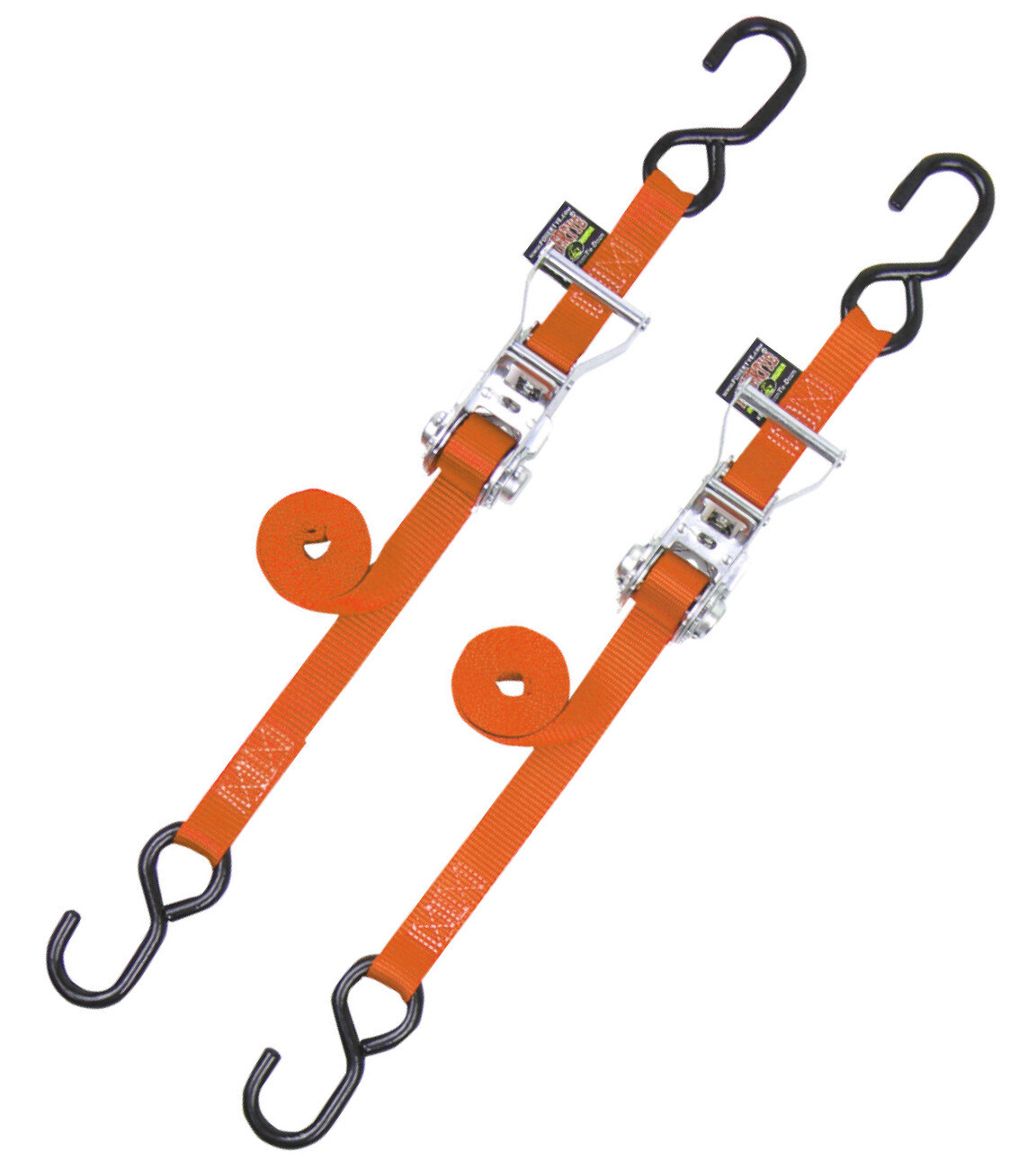 Powertye 1" Ratchet-Style Orange Tie Downs (pair) (32279)