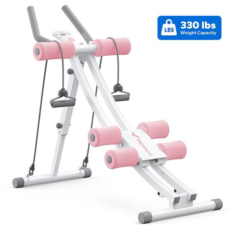 Merach Dual Track Adjustable Ab Trainer Machine with LCD Monitor, Core & Waist S