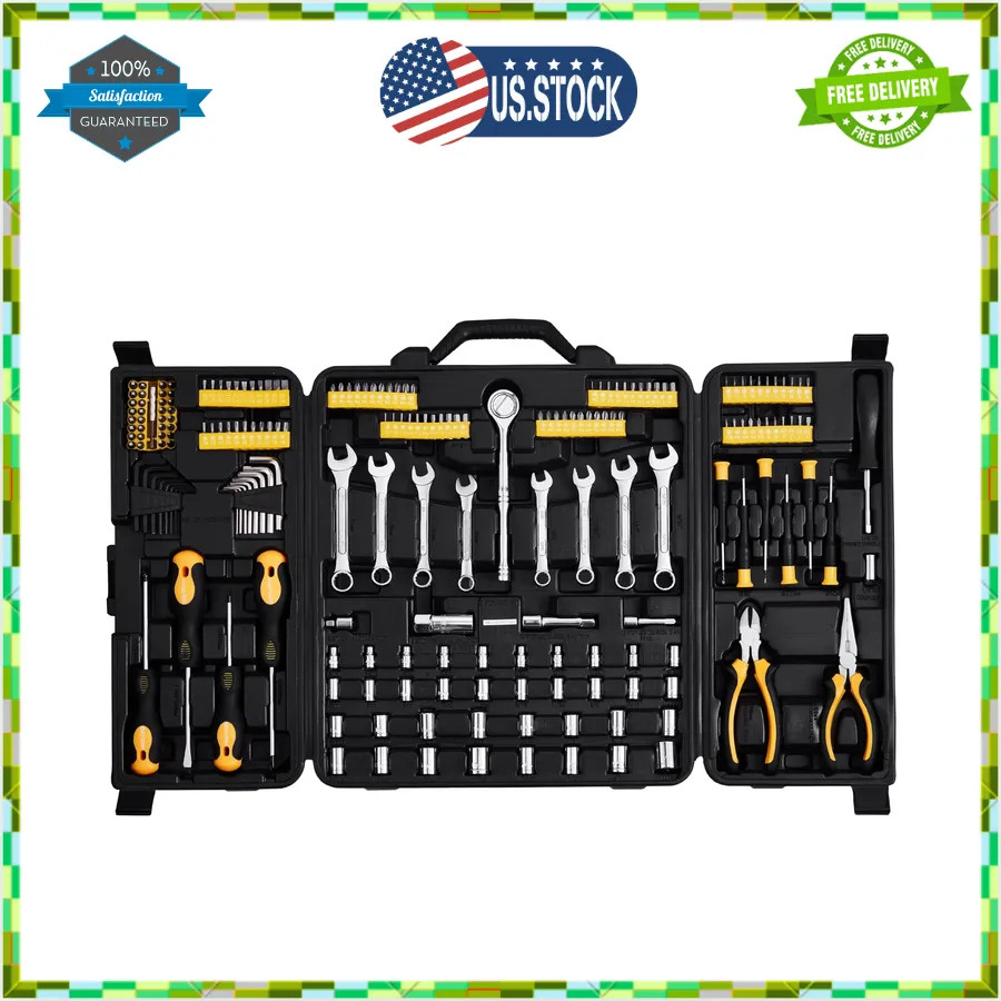 221-Piece Mechanics Tool Set SAE and Metric Sockets with Storage Case