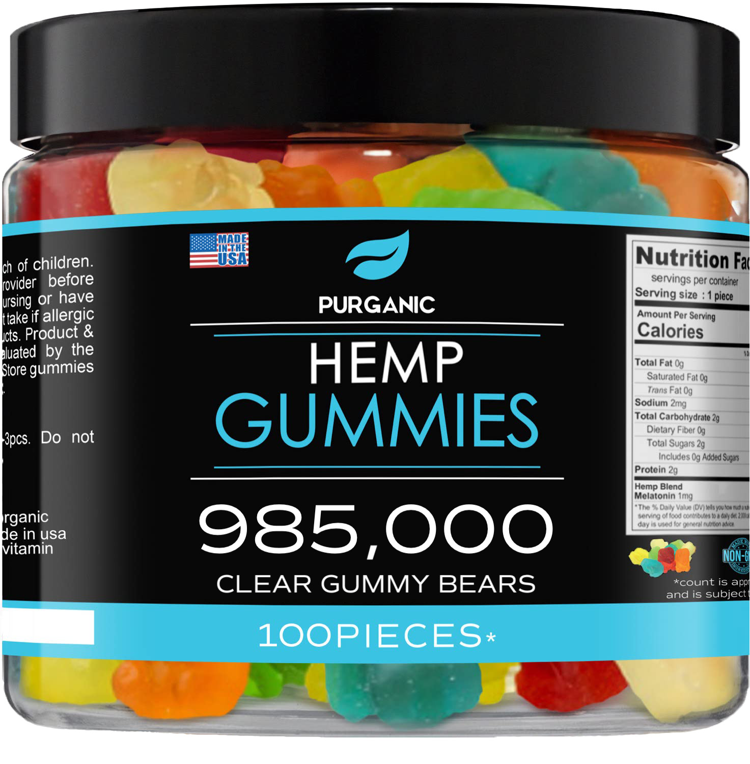 Natural Gummies for Stress Relief - Great for Pain, Insomnia & Anxiety  -100ct