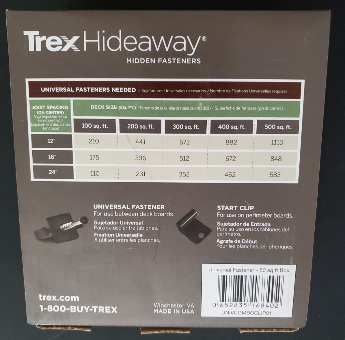 Trex Hideaway Universal Hidden Fasteners (90) Enough For 50 Sq. Ft Decking