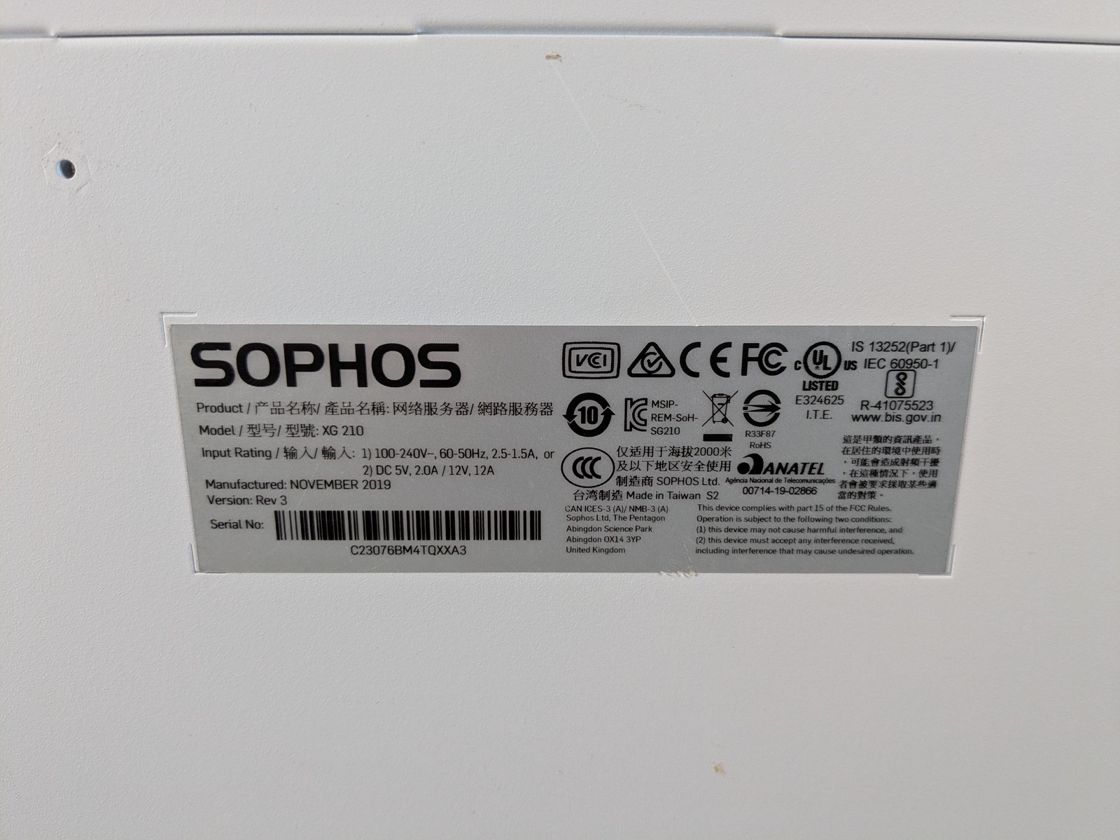 Sophos XG 210 Rev 3 Network Security Firewall Appliance