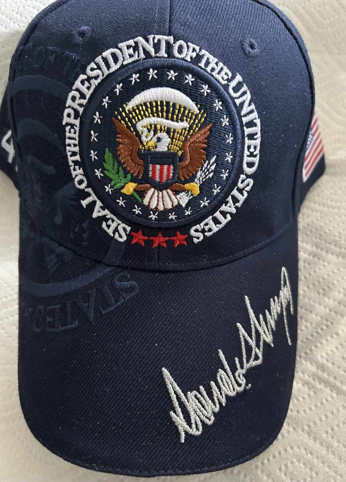 TRUMP HAT 45-47 BLUE EAGLE SEAL MAGA PRESIDENT SIGNATURE REPUBLICAN USA FLAG New