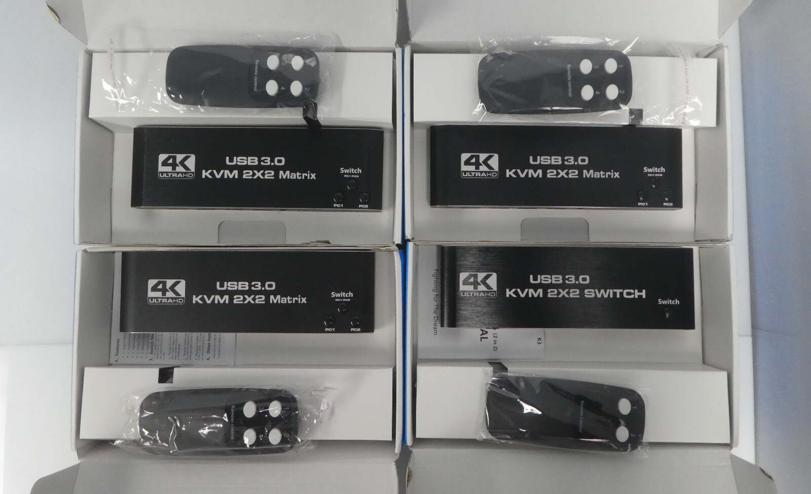 4 PACK 4K ULTRAHD USB 3.0 KVM 2x2 Matrix Switch