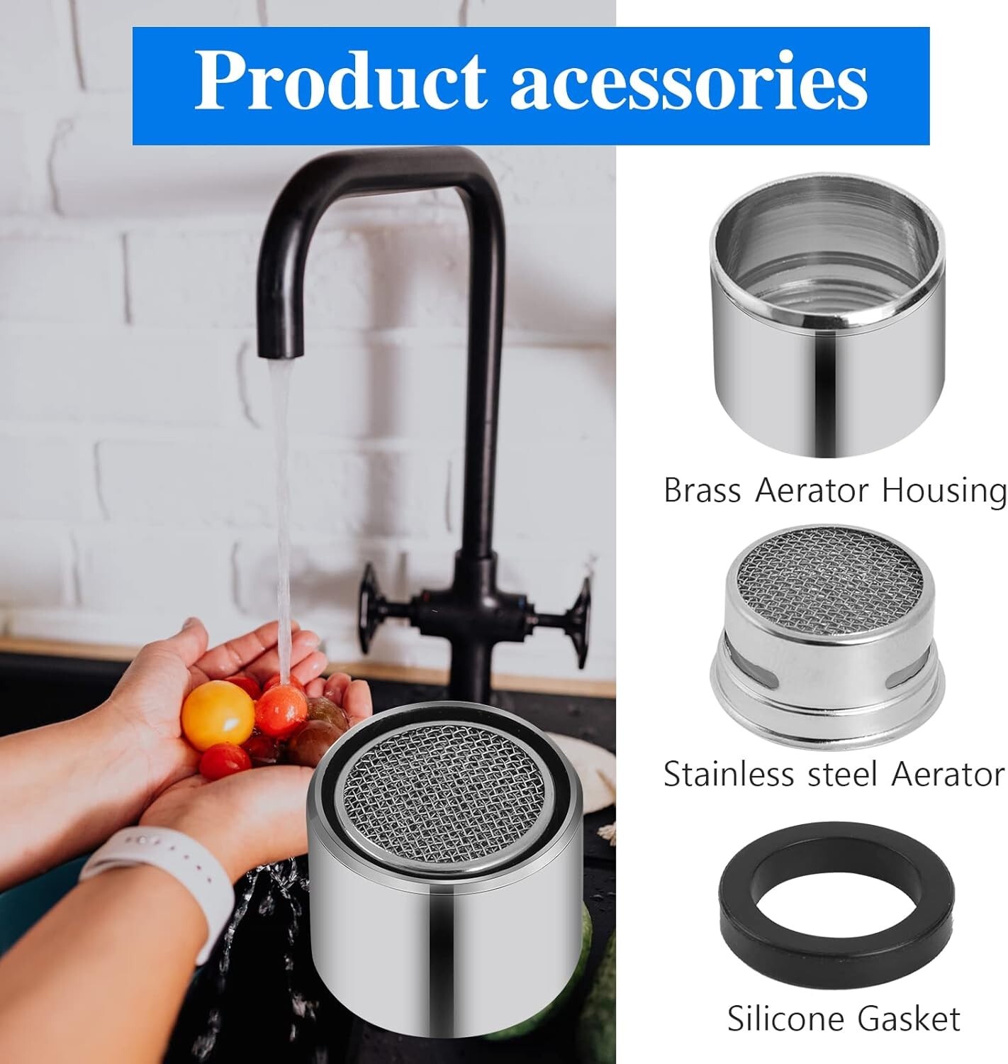 4 Pcs Bathroom Sink Filter Kitchen Faucet Aerator with Brass Shell Female Thread