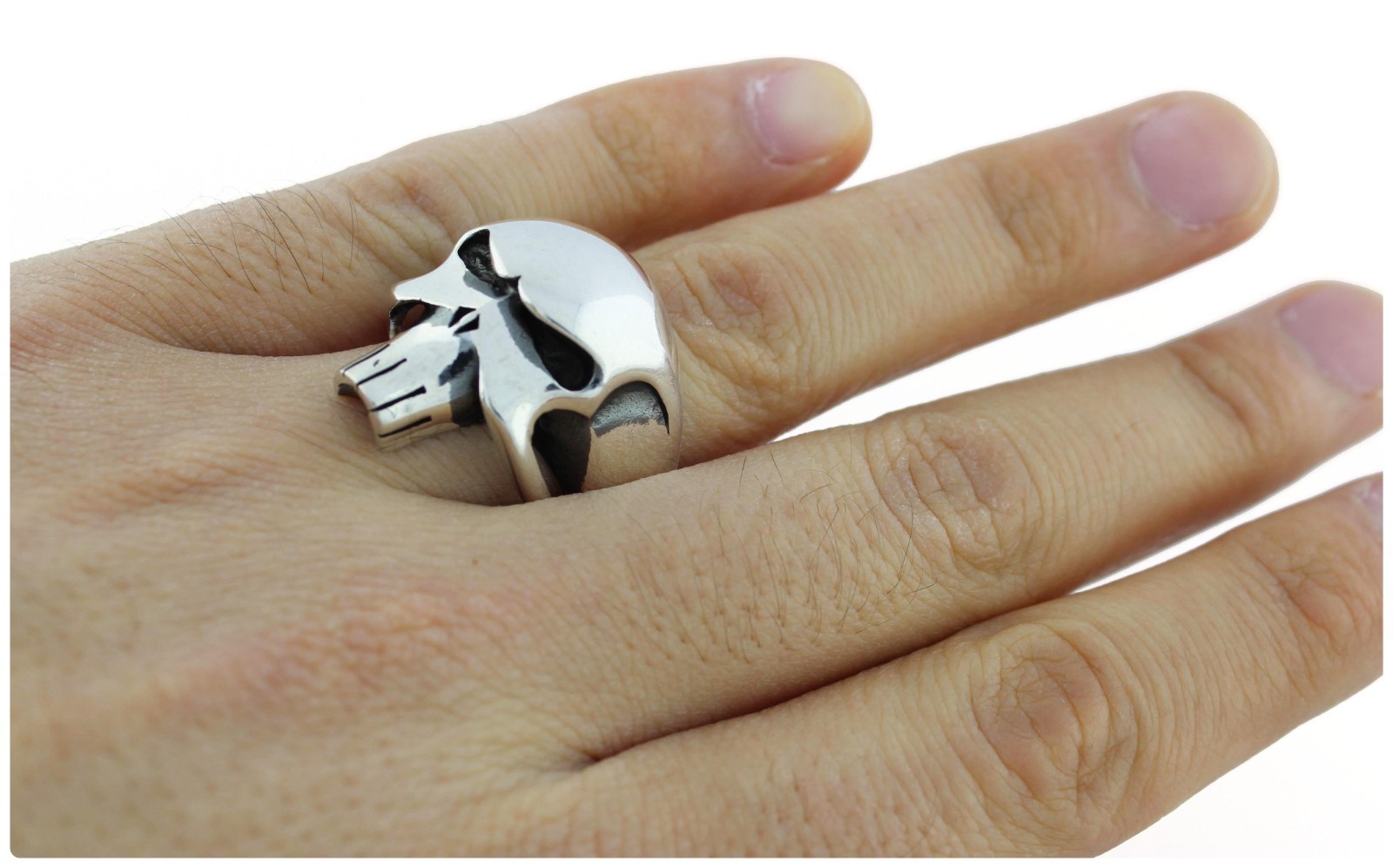 925 Sterling Silver Skull Punisher Men's Ring