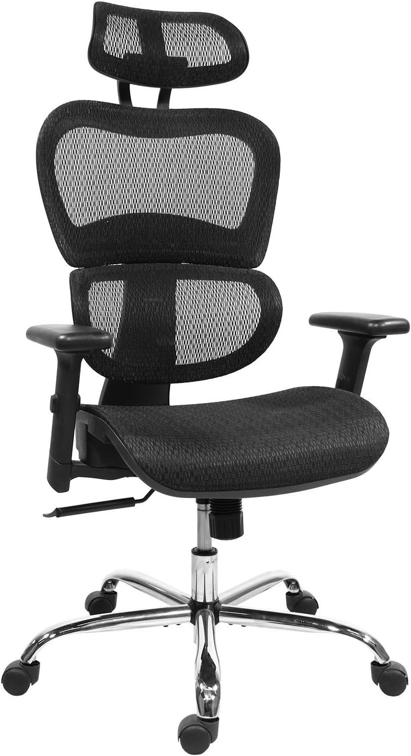 Ergonomic High-Back Mesh Office Chair with Adjustable Lumbar, Arms and Headrest