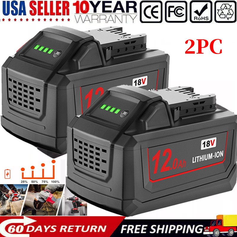 NEW 2PACK 12.0Ah For Milwaukee For M18 18V Extended Capacity Battery 48-11-1860