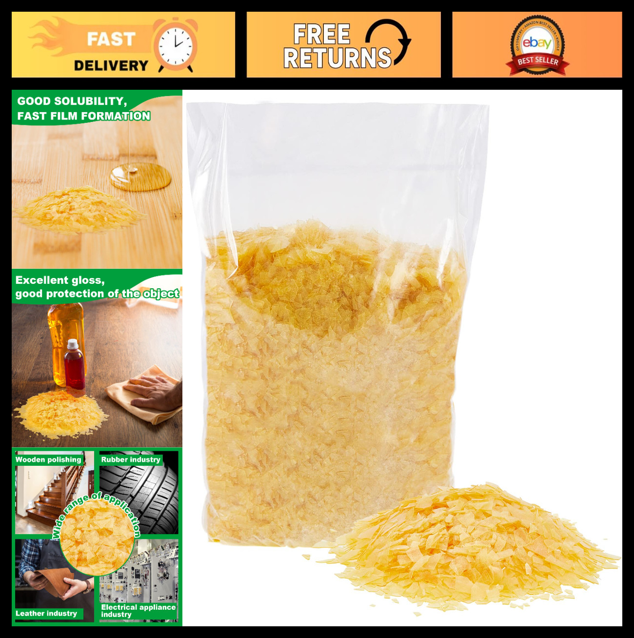 1 Pack Blonde Shellac Flakes 1.1 lb for Wood Craft, Home Decor & Painting Suppli