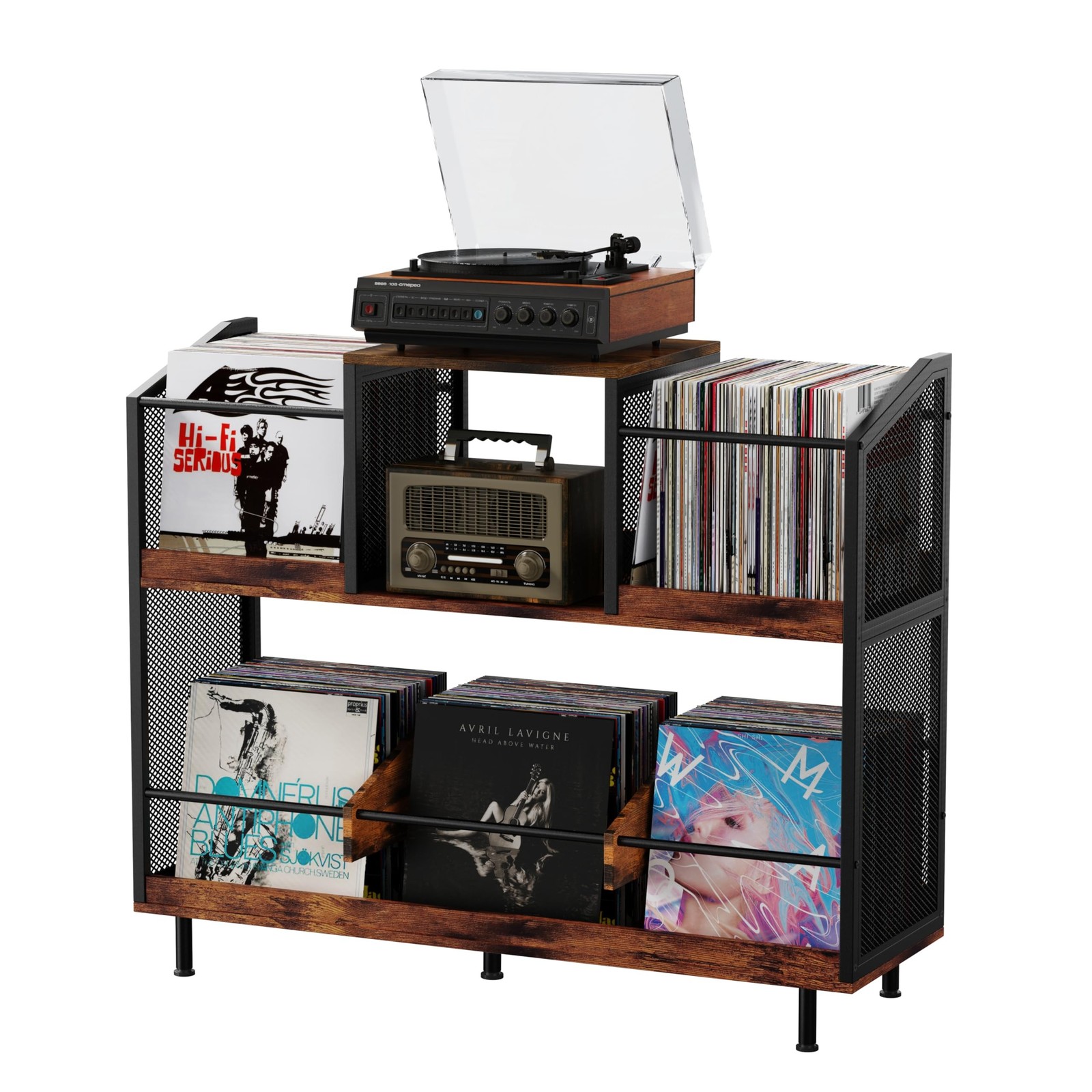 KirKical; 3-Tier Large Capacity Record Player Stand, Holds Up to 400 Albums |...